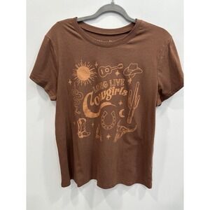 Wound Up Youth XL Long Live Cowgirls Brown Western Graphic Tee